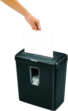 Шредер Fellowes Powershred FS-6C для дому та офісу, знищення 6 аркушів, перехресне подрібнення, кошик 15 л, P-4 безпека, чорний