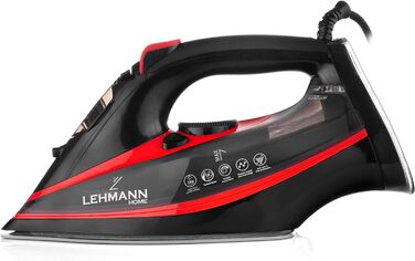 Парова праска Lehmann 3000 Вт з керамічною підошвою, функцією Calc-Clean, 9-в-1, високою паропродуктивністю, самочищенням і розпилювачем, легка вага
