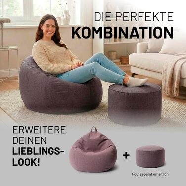Мішок для сидіння Lumaland Comfort Line 80x90x50 см, темно-сірий - м'яке та зручне крісло-мішок для дітей та дорослих з EPS-гранулами