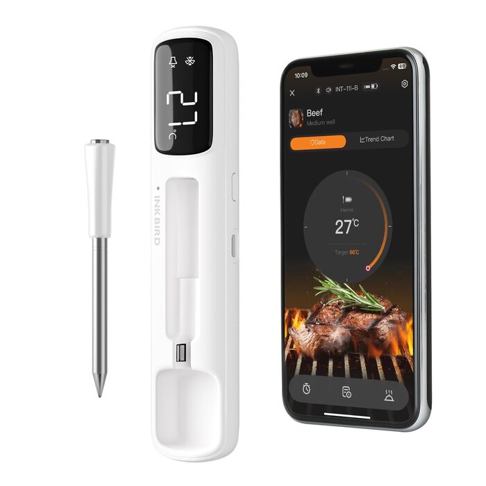 Бездротовий термометр для м'яса Inkbird Mini: швидка реакція (1 сек), Bluetooth, водонепроникний (IP67), для гриля, коптильні, духовки, ростера, фритюрниці