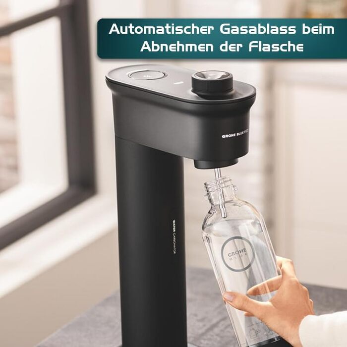 Сифон для газування води GROHE Blue Fizz Starter Set, чорний, 3 рівні газування, пляшка 0.85л (без балона CO2), арт. 31943K00