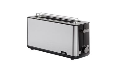Тостер Braun PurShine HT 1610 BK, 25 см, 8 режимів підсмажування, розморожування, підігрів, решітка для булочок, чорний, 1030 Вт
