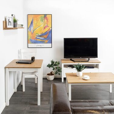 Тумба під телевізор Hagge Home, масив дерева, 110x40 см, біла, для вітальні