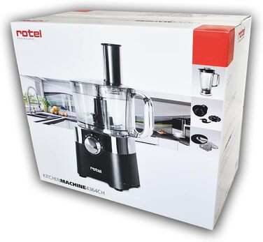 Кухонний комбайн Rotel 1436550, мультифункціональний, електричний подрібнювач, міксер, терка, цитрус-прес, нержавіюча сталь, пластик, чорний, 38,5x24,6x11,9 см