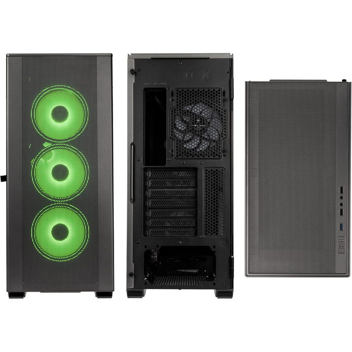 Корпус для ігрового ПК Kolink Stronghold Prism RGB чорний, EATX, Mesh-панель, відкидна дверцята із загартованого скла, 4x 120 мм ARGB вентилятори, Midi Tower