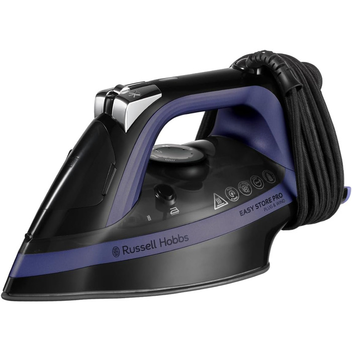 Парова праска Russell Hobbs One-Perfect-Temp 2400Вт з керамічною підошвою, антикальком, самочищенням, потужний паровий удар 200г, універсальна температура для всіх тканин, компактне зберігання кабелю