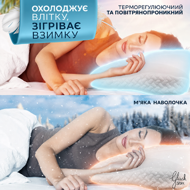 Ортопедична подушка Glückstoff для всіх типів сну, ергономічна, з пам’яттю форми, проти болю в шиї, сертифікована, біла
