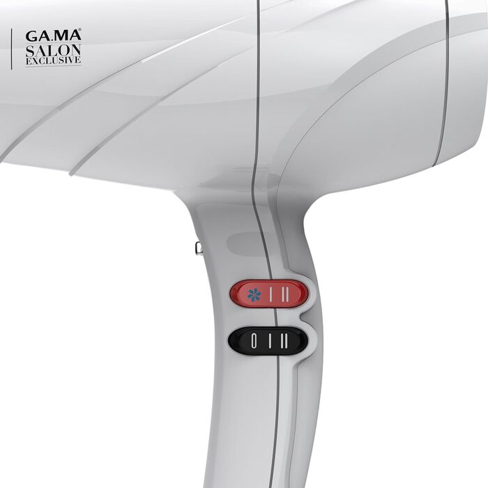 Фен професійний Gama Pluma 5500 Oxy-Active, 2400 Вт, активний кисень, білий, довговічний