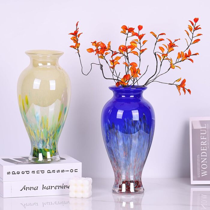 Ваза для квітів Murano Glas Mevsvase, блакитна, 30 см - декор на стіл, весілля, інтер'єр